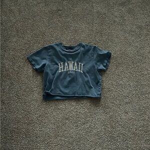 Brandy Melville Blue Short Sleeve Tee with Hawaii Print